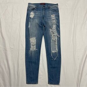 GJG denim ladies distressed straight leg jeans size 7